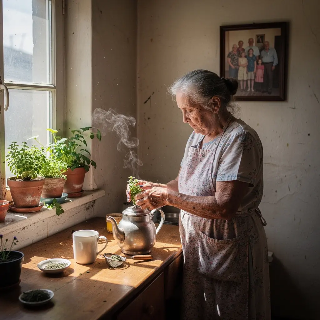 Egy csoport fiatal felnőtt, akik oregánó teát kóstolnak egy baráti összejövetelen.